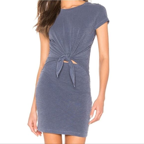 Sundry Tie Front Blue T-Shirt Dress L - Picture 1 of 12